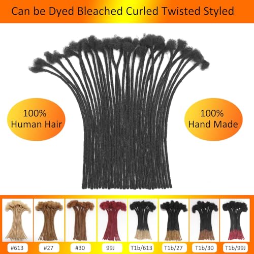 Loc Extensions Human Hair 60 Strands 0.4 cm 10 Inch Dreadlock Extensions Human Hair Loc Extensions Dreads Extensions for Men Women Kids Real Human Hair Locs 1B Natural Black Handmade Permanent Locs