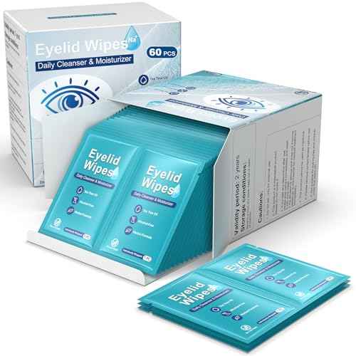 Tea Tree Oil Eyelid Cleansing Wipes, 60 Individually Wrapped Travel Eyelid Wipes With Physiological Saline - Cleanser & Eye Makeup Remover for Dry Eyes, Stye, Blepharitis Treatment