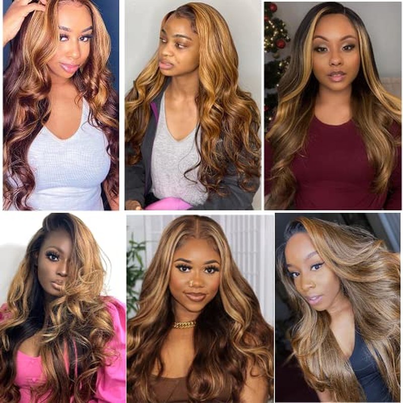 Highlight Bundles Ombre Brown Body Wave Human Hair Bundles P427 Blonde Body Wave Hair Double Weft Two Tone Blonde Bundles Mixed With Brown Hair Extensions 24 26 28 inch