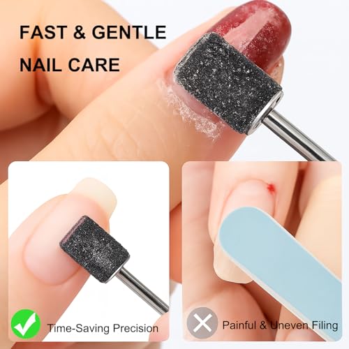 Nail Drill Bits, 145 Pcs Nail Drill Sanding Bands Set - 80# 120# 180# 240# Fine Grit File Sanding Bands for Acrylic Gel Nails, Manicure & Pedicure Nail Tech Tools