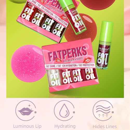 8 Colors Lip Oil Lip Glaze, Fat Lip Oil Hydrating Lip Glow Oil Big Brush Head Moisturizing Lip Gloss Long Lasting Nourishing Non-sticky Smooth Tinted Plumping Lip Oil (A#B#)