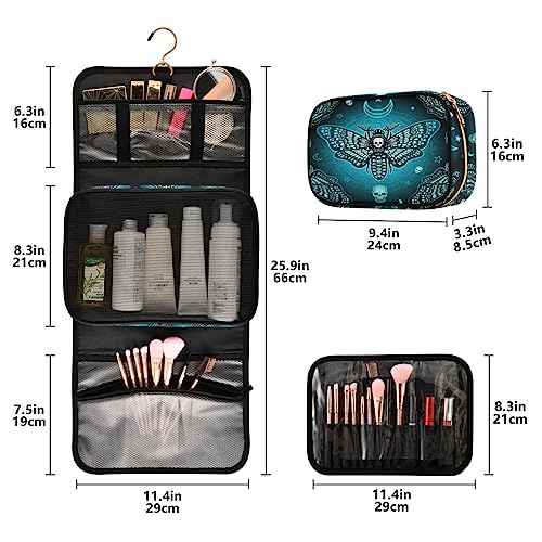 MNSRUU Goth Toiletry Bag Butterfly Skull Makeup Bag Gothic Hanging Travel Bag for Toiletries 3 PCS Toiletry Organizer Portable Makeup Cosmetic Bag Brushes Set