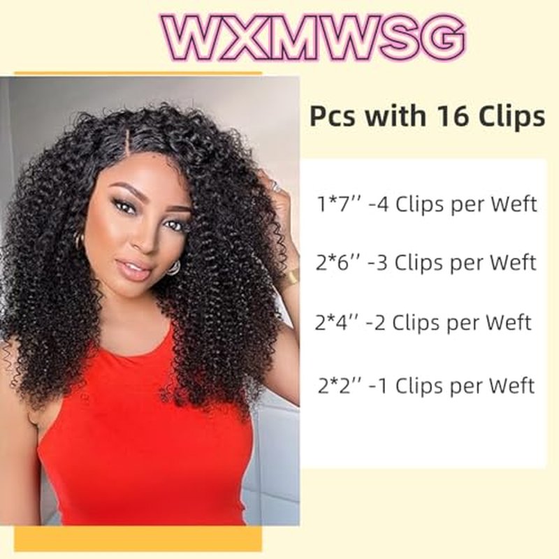 Seamless Afro Kinky Curly PU Clip in Extension Real Human hair For Women 7Pcs Seamless Clip ins Full Head 120g Natural Color 20Inch
