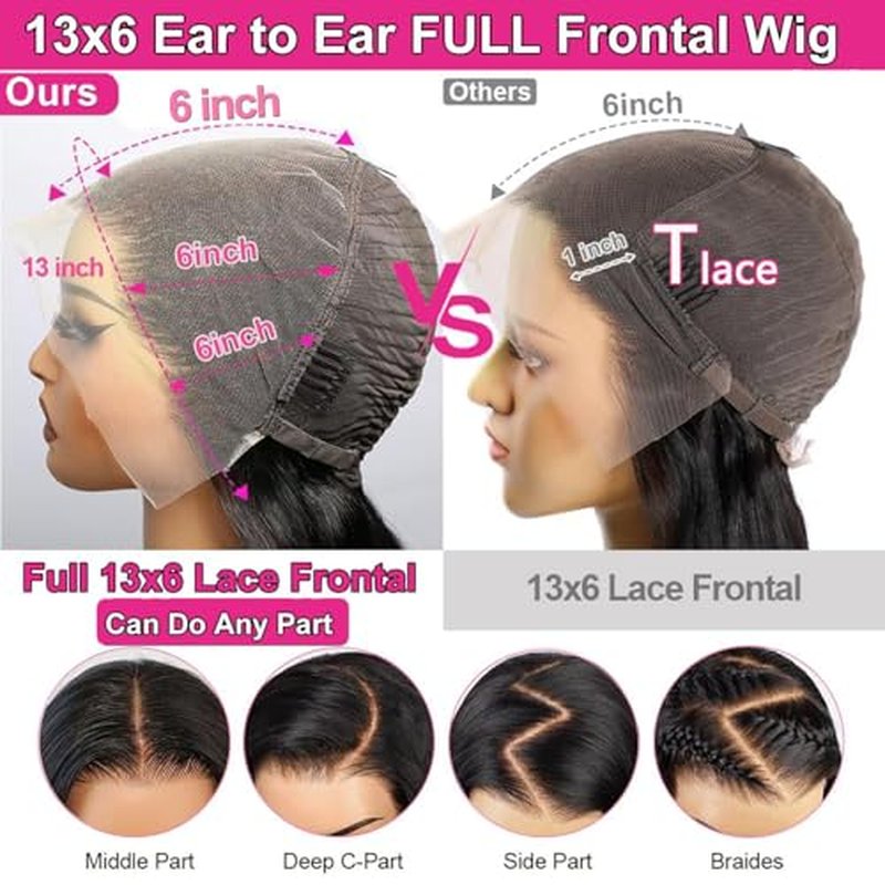 200% Density 13x6 Lace Front Wigs Human Hair Body Wave Human Hair Wig For Women HD Transparent Lace frontal Natural BlackWigs Pre Plucked 26 Inch