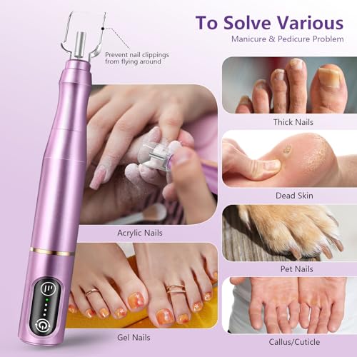Cordless Nail Drill Electric Nail File Kit Rechargeable Professional Efile Nail Set, Portable Acrylic Gel Nail Polish Remover Machine Pedicure Manicure Tool, 11 Bits 56 Sanding Bands Salon Home