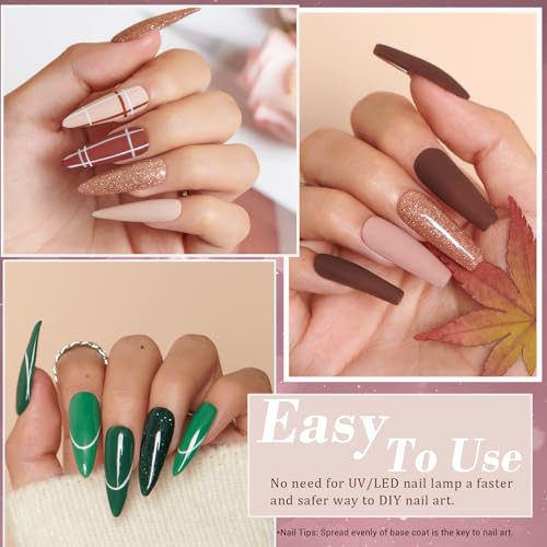 AZUREBEAUTY 170Pcs Dip Powder Nail Kit, 36 Colors Fall Winter Red Glitter Brown Dipping Powder Starter Christmas with Top/Base Coat Activator & Removal Accessories Set for French Manicure Salon