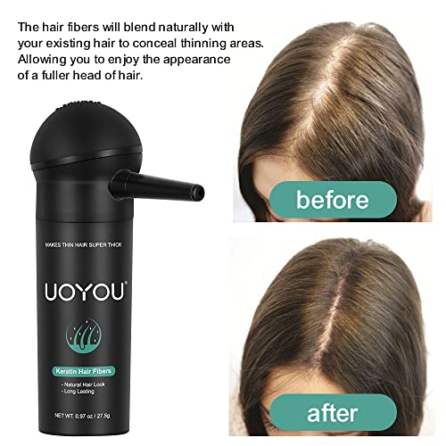 GREY Hair Fibers for Thinning Hair 27.5g Bottle with Applicator | Undetectable & Natural Keratin Hair Fibers Concealer for Hair Loss for Men and Women | Hair Building Fibres Powder [GREY]