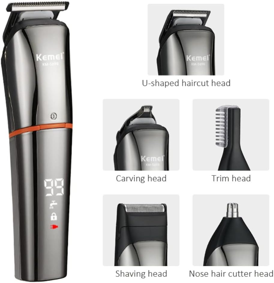 Electric Trimmer for Men & Women - 6-in-1 Waterproof Grooming Kit | Cordless Rechargeable Shaver with Dual Speed