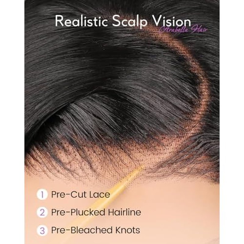 Arabella Hair 5x6 Bob Wig Human Hair Ready to Go Glueless Wigs Human hair 12A Straight Glueless Bob Wig Pre Cut Lace Pre Plucked Bleached Tiny Knots 12inch
