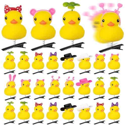 24 Pcs Duck Clips for Hair, Cute Festival Rave Sprouts, Yellow Hair Accessorie for School Home Party Props