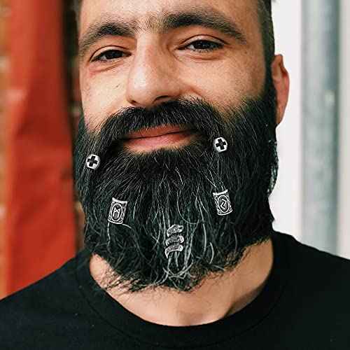 85Pcs Viking Norse Rune Beard Beads Ring Hair Braids Dreadlock Dreads Skull Snake Wolf Cross Turquoise Filigree Cuff Pirate Accessories Clips Pins Tube Locs Hair Extension Jewelry Vintage Silver