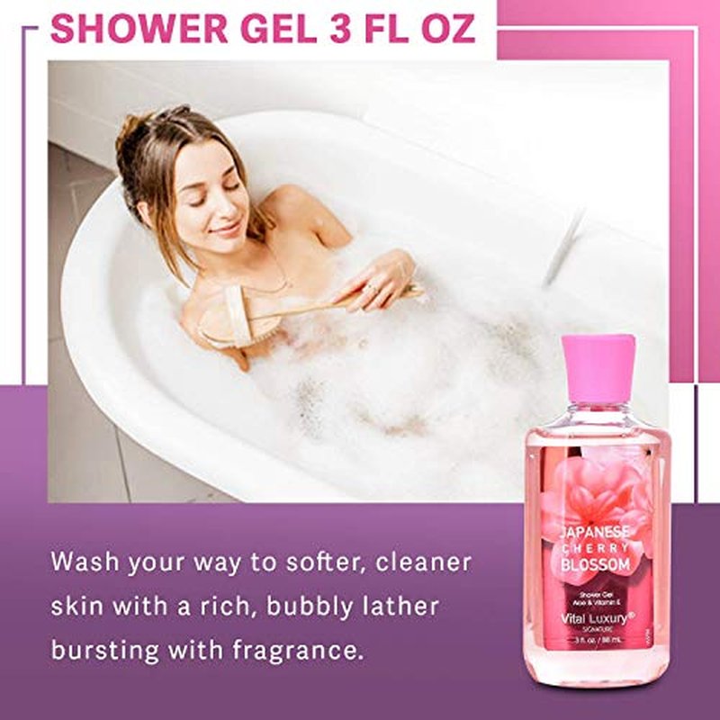 Bath & Body Care Travel Set - Home Spa Set with Body Lotion, Shower Gel and Fragrance Mist, Personal Body Care Travel Set for Birthday Christmas New Year Gifts(Japanese Cherry Blossom)