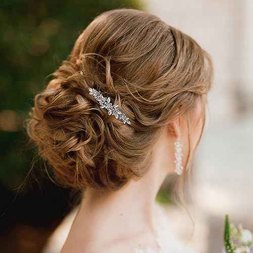 Joez Wonderful Bridal Rhinestone Hair Clips Barrettes 2pcs, Sparkly Crystal Hair Clips Diamond Barrettes, Bling Fancy Wedding Flower Clip Decorative Hair Accessories for Women Girls