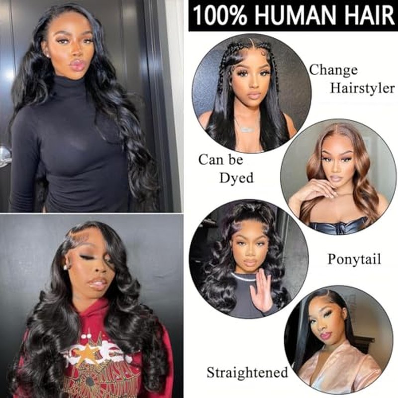 Body Wave Lace Front Wigs Human Hair 13x6 HD Lace Front Wig Human Hair Pre Plucked Body Wave Glueless Wigs Human Hair for Women (13x6 body wave, 26 inch)