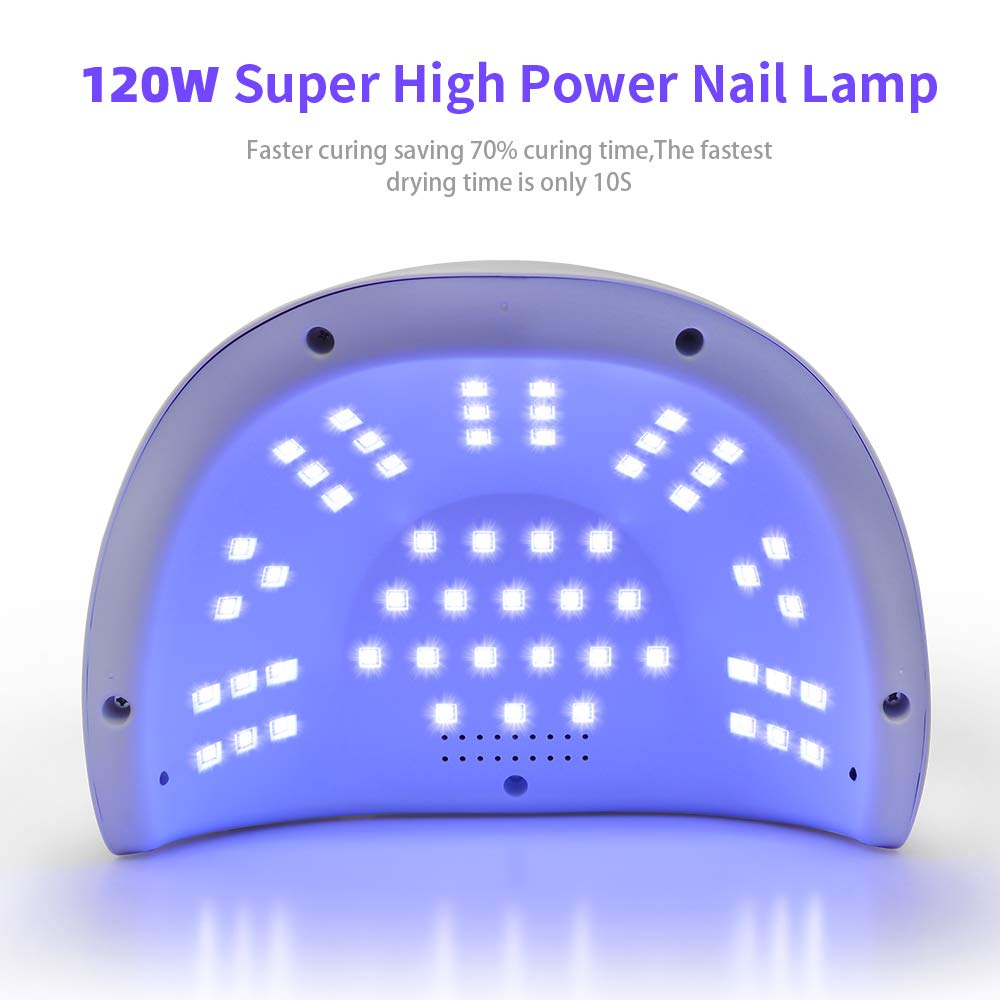 JEWHITENY 120W UV LED Nail Lamp, Faster Nail Dryer for Gel Polish with 4 Timer Setting, Professional Gel Nail UV Light for Two Hand Curing Lamp with 54 Pcs Light Bead Auto Sensor Nail Machine