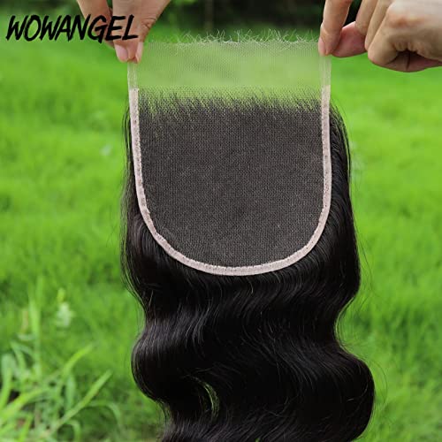 WOWANGEL 0.1mm Ultra-thin SKINLIKE Real HD Lace Closure, 5x5 Body Wave Unprocessed Virgin Human Hair Closure Pre Plucked Invisible Hair Knots Natural Hairline Invisible HD Lace - 20 Inch