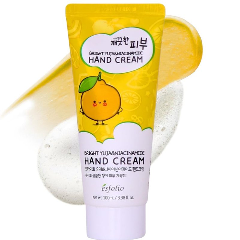 esfolio Yuja Vitamin C Hand Cream – Deep Hydration with Yuja Extract – Nourishing, Fast-Absorbing Hand Moisturizer for Dry, Rough Skin – Korean Skincare for Soft & Smooth Hands (3.38 OZ/100ML)