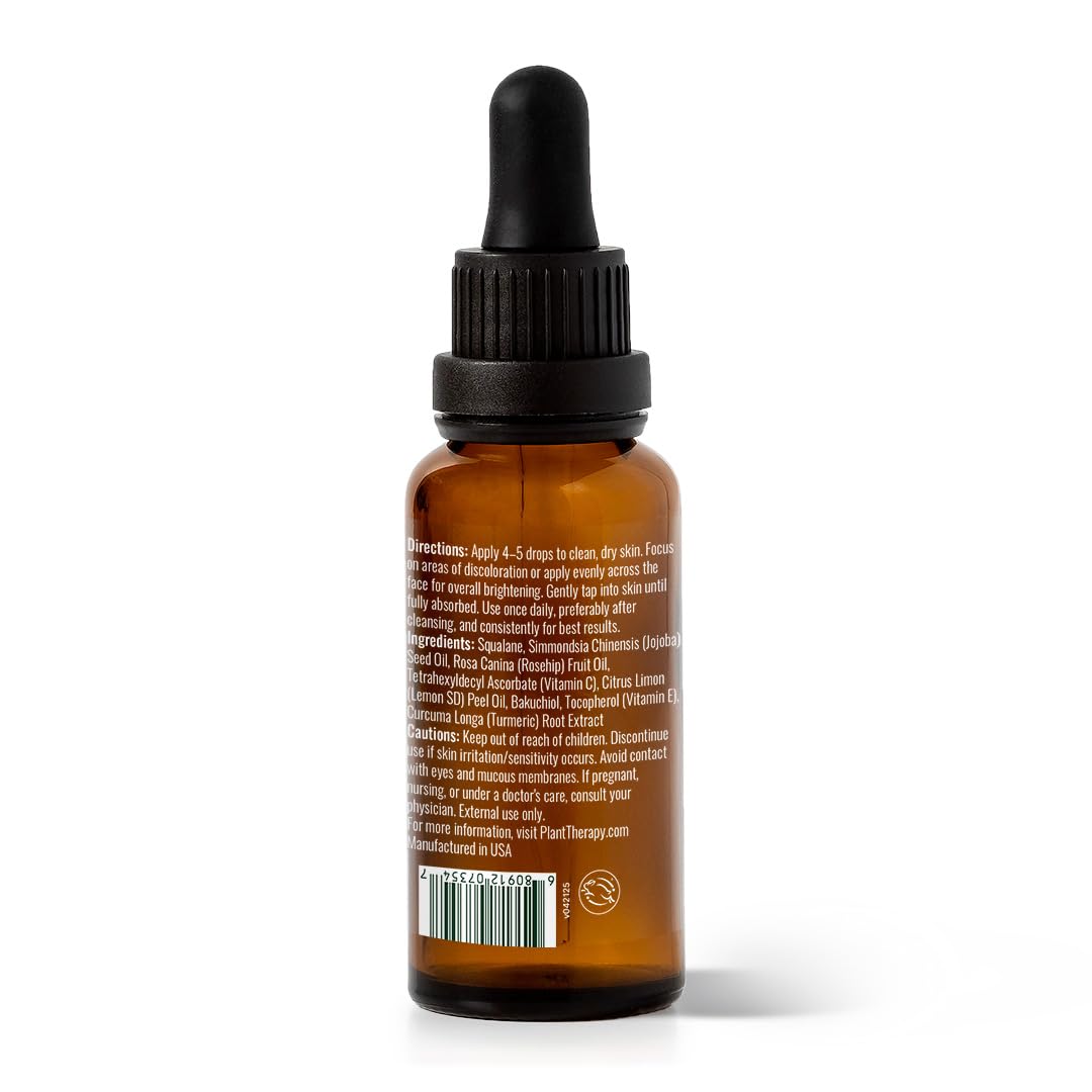 Plant Therapy Dark Spot Facial Oil 30 mL (1 oz) Visibly Reduces the Look of Dark Spots, and Scars, Promotes a More Even, Brighter-Looking Tone, Includes Vitamin C, Turmeric, and Squalane