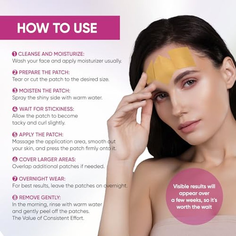 Forehead and Facial Wrinkle Patches: Anti Wrinkle Facial Patches overnight- Forehead Wrinkles Treatment 144 Pcs