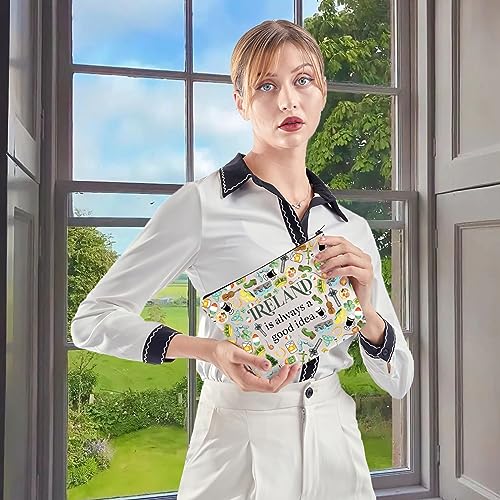 WCGXKO Ireland Trip Gift Ireland Lover Gift Ireland Merch Ireland Zipper Pouch Makeup Bag (IRELAND Bag)