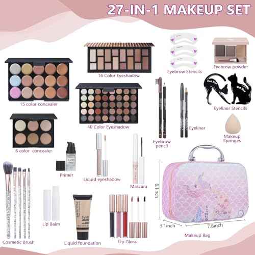 Travel Makeup Kit, Makeup Set For Teen Girls, Make up Gift Set For Women with Makeup Box, Eyeshadow Palettes, Foundation, Concealer, brushes set (Colors 40)