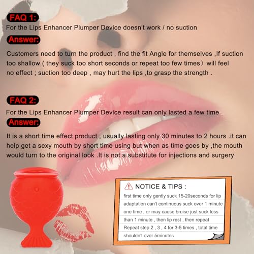 lip pump lip plumper lip enhancer£¬Soft Silicone Fish Shape Lips Enhancer,Fuller Thicker Mouth Fastly Lip Pumps Bigger Device for Women Female (RED)