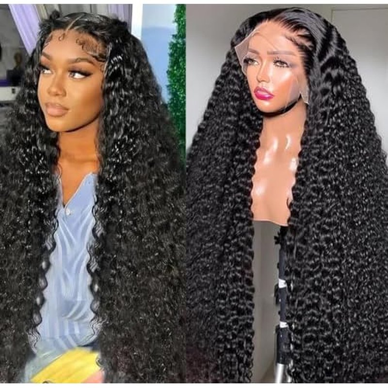 22Inch 13X6 Lace Front Wigs Human Hair 200% Density Deep Wave HD Transparent Lace Front Wigs Human Hair Pre Plucked Glueless Wigs Deep Curly Human Hair for Women With Baby Hair