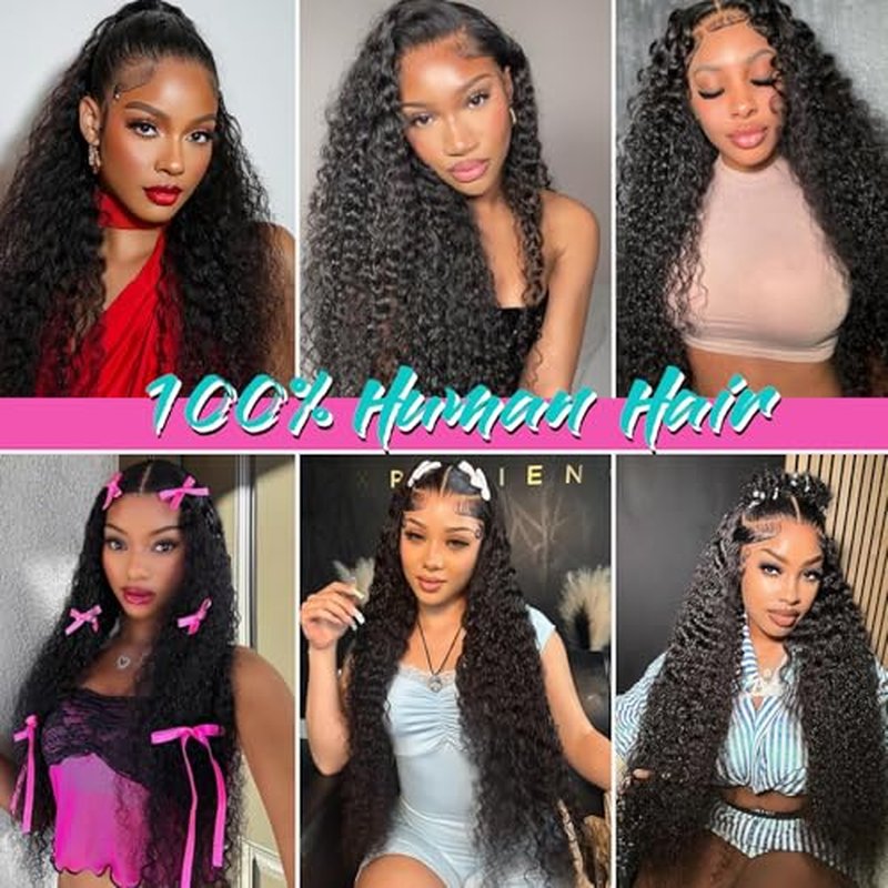 26 Inch Deep Wave Human Hair Lace Front Wig for Women 13x4 HD Transparent Lace Frontal, 180% Density Glueless, Pre - Plucked with Baby Hair in Natural Color