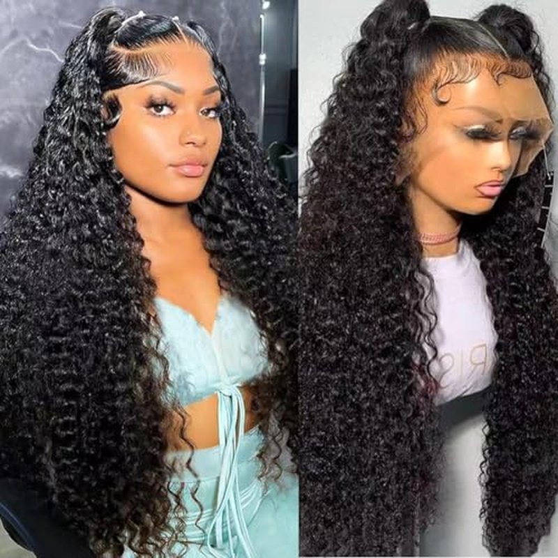 Water Wave 13x6 HD Lace Front Wigs Human Hair Pre Plucked 200 Density Deep Part Curly Wig for Women with Baby Hair Water Wave Frontal Wigs Human Hair 22 Inch