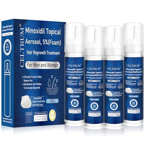 5% Topical Minoxidil Foam, Minoxidil for Men and Women, Infused with Biotin, Hair Growth Treatment, Supports Thicker and Fuller Hair & Beard (Minoxidil Foam, 8.44oz, 4 Month Supply)