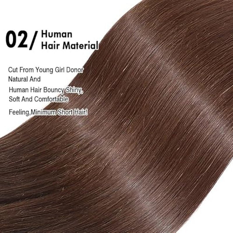 YISEA Human Hair Straight 3 Bundles Brown #4 Color 12A Grade Brazilian Virgin Chocolate Brown Straight Human Hair Bundles(18 20 22 Inches) 100% Unprocessed Remy Human Hair Extensions