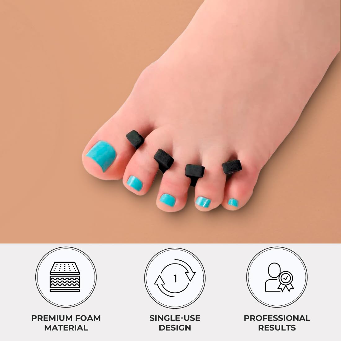 ForPro Sole Toe Separators - Black Luxurious Foam Separators - Individual Toe Separators for Pedicures â€“ 144-Count