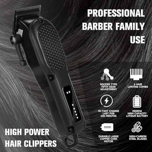 Men's Hair Clippers for Professional Hair Trimmer Cordless Rechargeable Powerful Beard Trimmer Hair Cutting Grooming Tool
