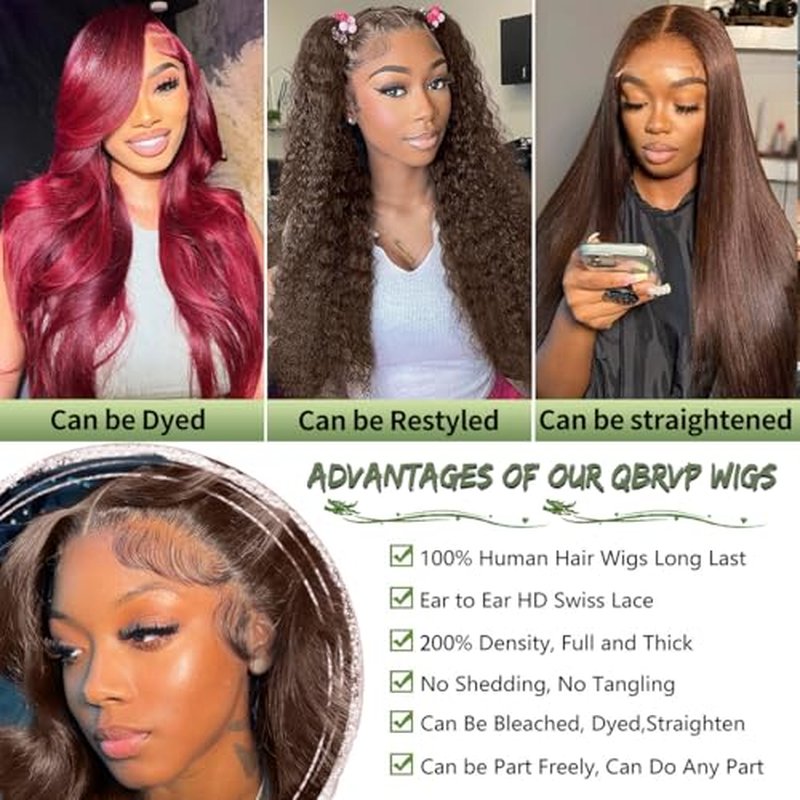 200 Density Body Wave 13x6 Hd Lace Front Wigs Human Hair Pre Plucked Chocolate Brown Lace Front Wig Colored Human Hair Wigs for Black Women Brown Wig Human Hair 20 Inch
