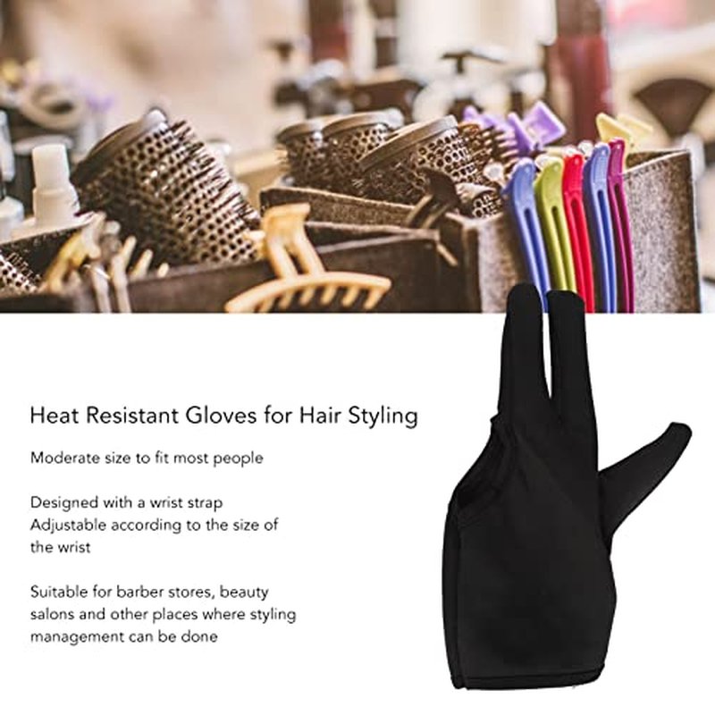 ZJchao Heat Gloves for Hair Styling, 2Pcs 3 Finger Barber Glove Insulated Hair Styling Heat Protector Glove Mittens Gloves Hairdressing Tools for Hair Curling Perming