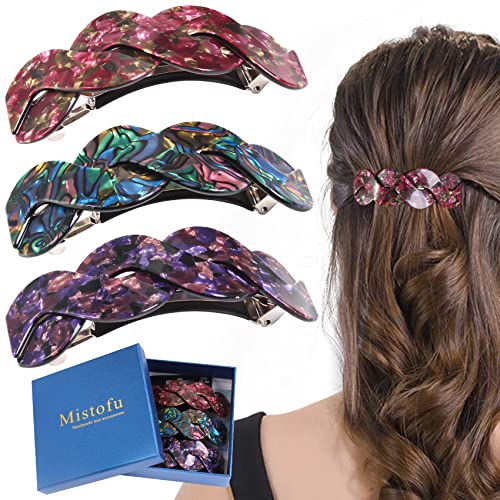 Women's Hair Barrettes - Elegant French Retro Accessories for Thick Hair Daily Wear (3pcs Large)