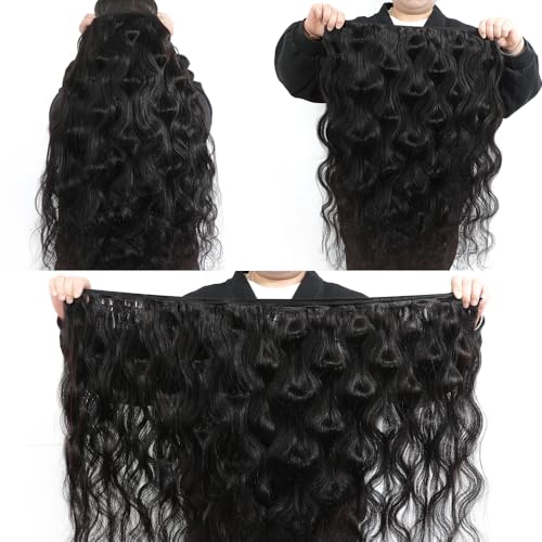 15A Raw Human Hair Bundles Body Wave Human Hair,Triple Lifespan Indian Virgin Hair,No Tangle Shedding,Multiple Washes Keep Texture Silky Soft (1 Bundle Natural Color, 20 Inch)