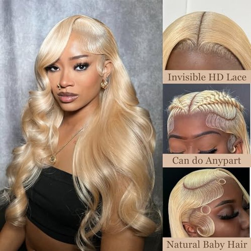 13x4 Body Wave Lace Frontal Closure 613 Blonde 20 Inch Ear to Ear Transparent HD Lace Frontal Brazilian Virgin Human Hair Pre Plucked With Baby Hair