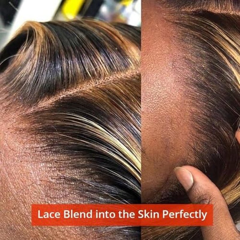 Lemoda 13x6 Highlight Straight Lace Frontal Human Hair Wigs Ombre 4/27 Outlets Sale 22Inch 200 Density 22Inch 13x6 HD Transparent Lace Front Wigs Pre Plucked
