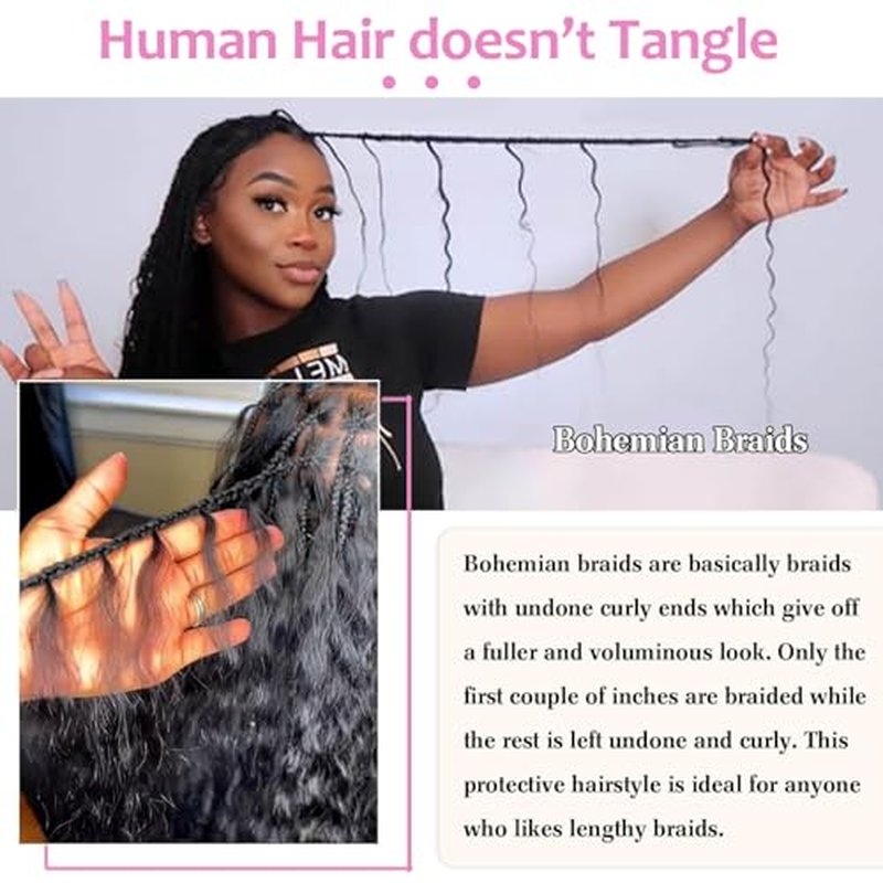 Urbeauty Human Braiding Hair Wet and Wavy, Human Braiding Hair for Boho Braids, Bulk Human Hair for No Weft Water Wave 100% Unprocessed Virgin Hair Micro/Knotless/Bohemian/Twist/Locs #1B