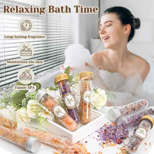 Bath Salts Making Kit- 31PCS DIY Bath Salts Making Kit, Make Your Own Sea Bath Salt, Relaxation Gifts for Women, Lavender, Rose, Body Care Spa Set, Organic Salt Scrubs Gifts for Women & Men