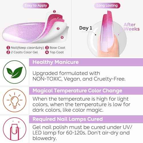 AIMEILI Chameleon Gel Nail Polish Hema Free Color Changing Nail Polish Gel U V Gel Polish Manicure Kit Set Of 6pcs X 10ml - Kit Set 66