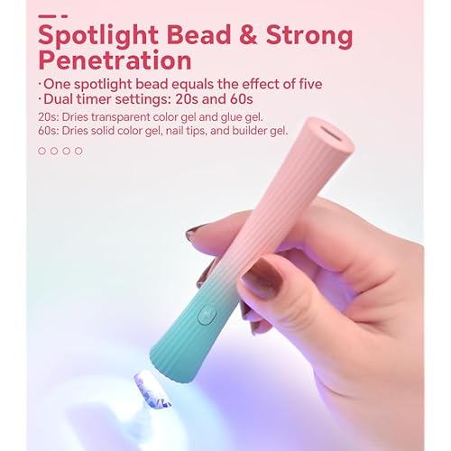 UV for Gel Nail Fashion Styling Handheld UV Light for Gel Nails Mini UV Light Portable Nail Lamp Cordless USB Chargeable Nail Dry Tool