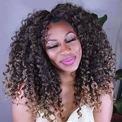 ToyoTress GoGo Curl Crochet Hair - 12 Inch 8 Packs Ombre Blonde Beach Curl Crochet Hair, Short Curly Ocean Wave Water Wave Deep Twist Crochet Braids Synthetic Braiding Hair Extensions (12 Inch,T4/27)