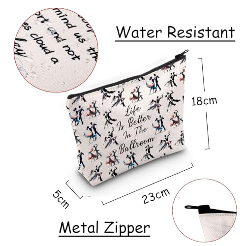 JXGZSO Dance Lover Life Is Better in the Ballroom Makeup Bag - Ballroom Dance Organizer for Tango Dancer