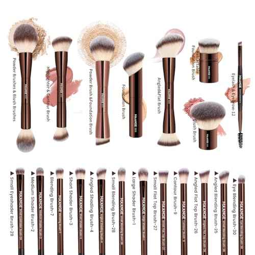 MAANGE 20 PCS Makeup Brush Set with Bag, Double-ended Kabuki Brush Foundation Contour Brush for Liquid Powder Concealer Eye Shadows Cream Cosmetics Blending Blush Face Makeup Tools with Case (Coffee)