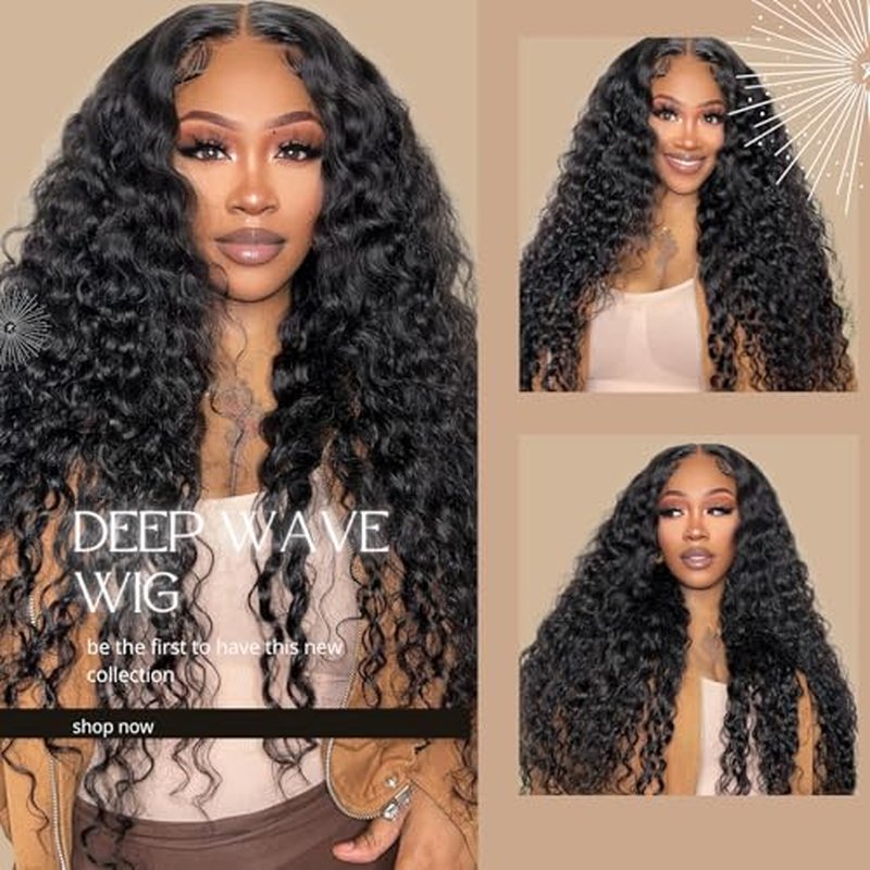 Glueless Wigs Human Hair Pre Plucked Pre Cut 5x5 HD Lace Closure Wigs Human Hair Deep Wave Wig Human Hair Wigs For Black Women Closure Wigs Human Hair 180% Density Natural Color