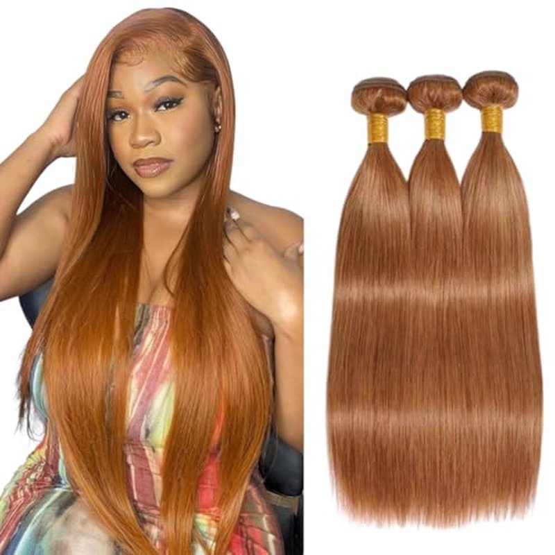 Brazilian Brown Human Hair Bundles Color 30 Light Brown Straight Bundles 26 28 30 Inch Unprocessed Straight Virgin Hair Extensions for Black Women