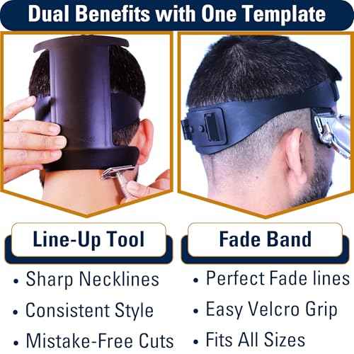 Self Haircut Kit for Men | 2Pcs SelfCut Guide for Men: Neckline Shaving Template & Fade Guide | Adjustable Size Hair Fade Tool & Stable Neck Line Up Tool | Hair Cut for Kids & Seniors