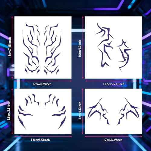 Purple Temporary Patterns Tattoo - Anime-Inspired Temporary Tattoo Stickers Waterproof | Heat Transfer | Easy Apply & Remove, High-Detail Cosplay Body Art for Halloween, Conventions, Party Makeup